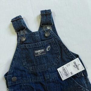 OshKosh B'gosh Blue Denim Overalls w Embroidered Footballs Sz 3m NWT